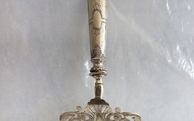 Asparagus server, Openwork asparagus scoop with Art Nouveau motifs (1) - .800 silver - Belgium - Early 20th century