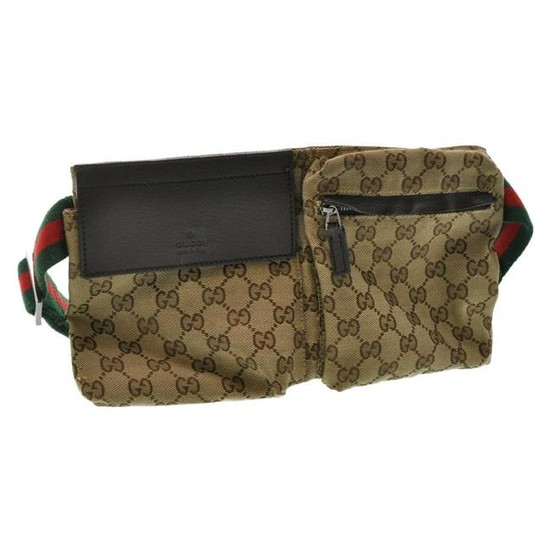 Authentic Gucci Web Sherry Line Gg Canvas Waist Bag