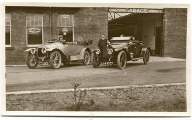 BENZ. A group of 7 postcards and 5 photographs of Benz motorcars, including 1 with two Benz outside