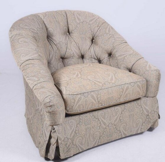 Baker tufted upholstered lounge chair