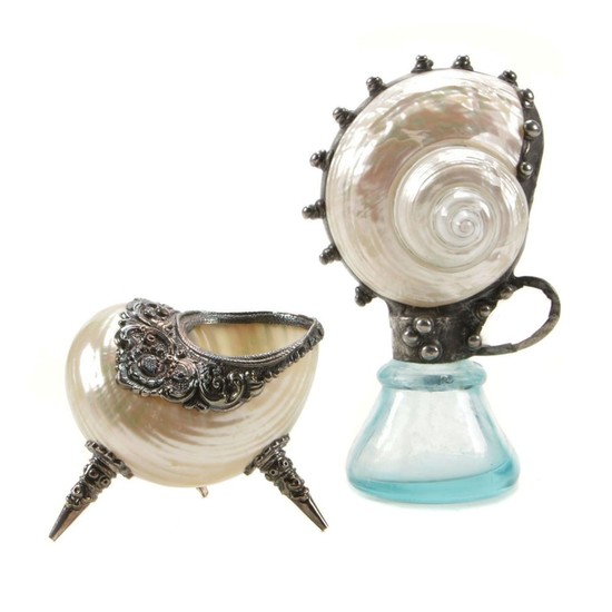 Baroque Revival Silver Plate and Seashell Decorative Accents