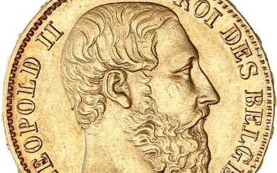 Belgium - 20 Francs 1877 Leopold II - Gold