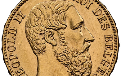 Belgium: , Leopold II gold 20 Francs 1878 MS65 NGC,...
