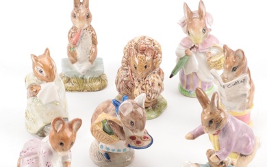 Beswick Beatrix Potter Porcelain Figurines Including Fierce Bad Rabbit, Vintage