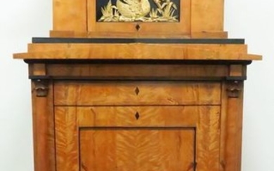 Biedermeier blend cabinet. Birch veneer, partially ebonized. Front...
