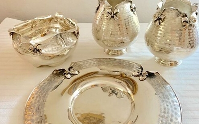 Bowl, Vase, vases, plate (4) - .900 silver - Turkey - Second half 20th century