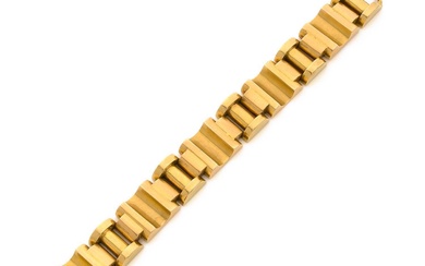 Bracelet à maillons "Tank" en or jaune 18k (750‰) (petits chocs) Travail français des années...