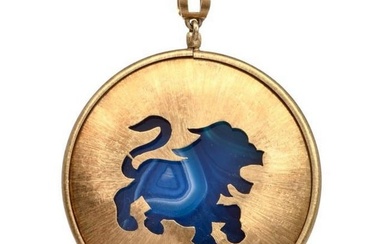 Buccellati Agate 18K Gold Zodiac Medallion Pendant