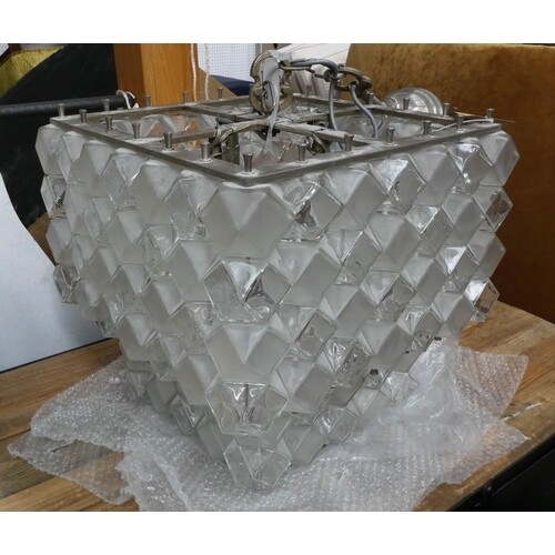 CEILING LIGHT, 70cm drop approx, with oversized crystal deta...