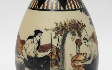 CIBOURE - Période Etienne Vilotte Vase de forme ovoide en grès à décor tournant d'un...