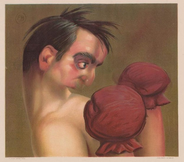 Ca.1900 French Color Boxing Lithograph