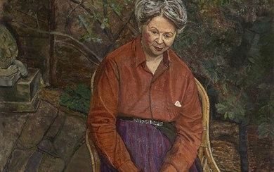 Carel Weight CH CBE RA, British 1908-1997 - Portrait of a seated lady; oil on canvas, signed lower left 'Carel Weight', 121.3 x 91 cm (ARR) Provenance: private collection, UK Note: Carel Weight was a major figure in British art in the Post-War...