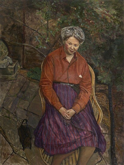 Carel Weight CH CBE RA, British 1908-1997 - Portrait of a seated lady; oil on canvas, signed lower left 'Carel Weight', 121.3 x 91 cm (ARR) Provenance: private collection, UK Note: Carel Weight was a major figure in British art in the Post-War...