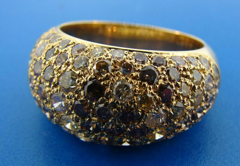 Cartier Dome Sauvage 18k Yellow Gold Pave Diamond Ring