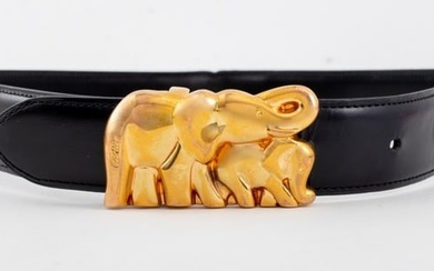 Cartier Elephant Black Leather Belt