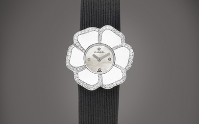 Chanel A white gold and diamond-set wristwatch with mother-of-pearl dial,...