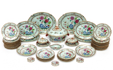 China, a famille rose porcelain part dinner service, Qianlong period (1736-1795)