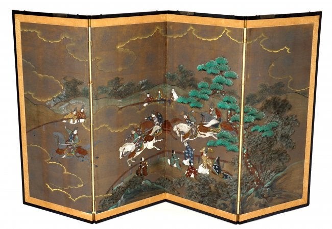 Chinese Four Panel Chinese Screen