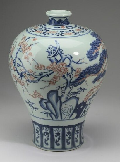 Chinese 'Three Friends' meiping vase
