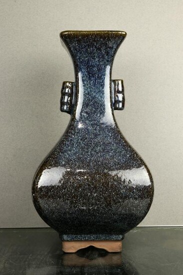 Chinese jun type glazed zisha arrow vase