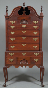Chippendale Mahogany Bonnet-Top High Chest