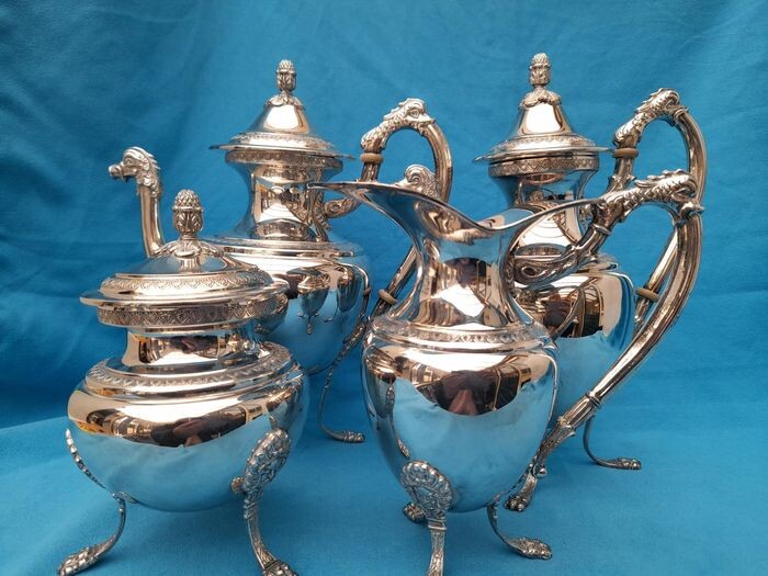 Coffee and tea service (4) - .800 silver - Italy - Mid 20th century