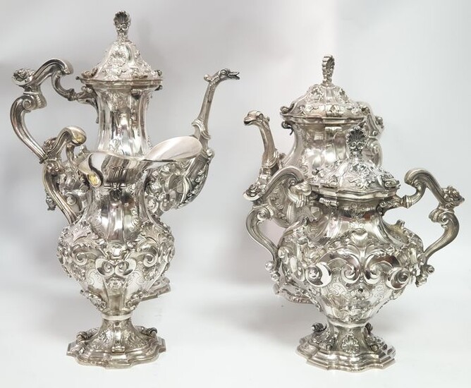 Coffee and tea service - .833 silver - Portugal - Mid 20th century