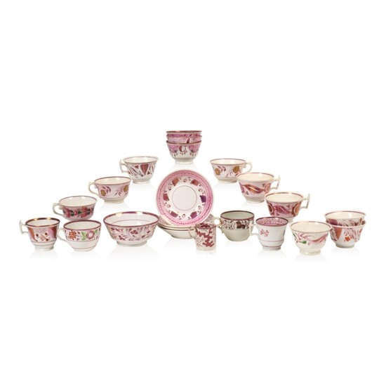 Collection of Pink Luster Teacups.