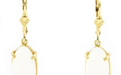Contemporary Yellow Gold and Moonstone Earrings
