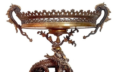 Coupe auc Dragon in the style of Eugène Cornu - Napoleon III - Bronze, Onyx - Second half 19th century