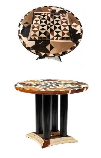 Cowhide Inlaid Table Patch Work Center/Side Table
