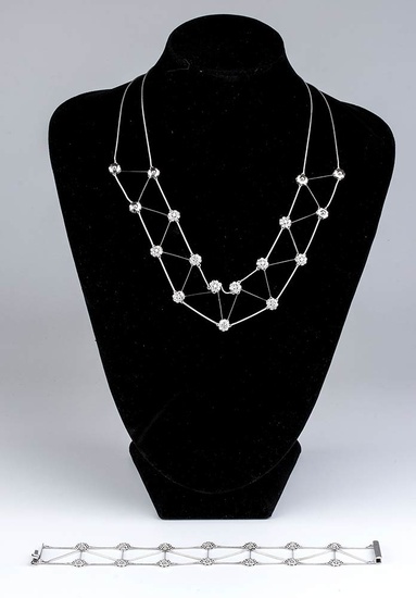Damiani: diamond gold necklace and bracelet 18k white gold,...
