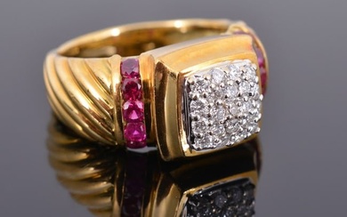 David Yurman 18k Gold, Diamond & Ruby Estate Ring