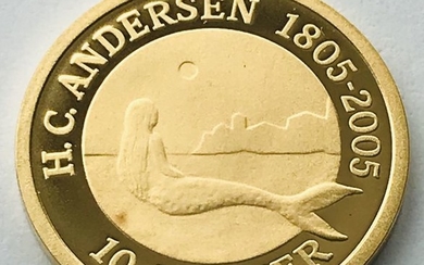 Denmark - 10 Kroner 2005 - Bicentenary of the Birth of H.C. Andersen / Little Mermaid - Gold