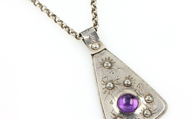 Designer pendant with amethyst , approx. 1965,...