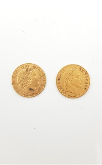 Deux pièce de 10 Francs Or : 1866 (BB-BARRE)...