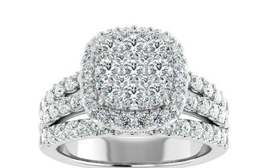 Diamond 2 1/2 Ct.Tw. Three Row Engagement Ring in 14K White Gold