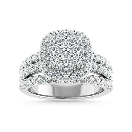 Diamond 2 1/2 Ct.Tw. Three Row Engagement Ring in 14K White Gold