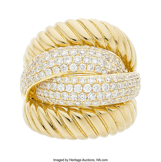 Diamond, Gold Ring Stones: Full-cut diamonds weighing a total...