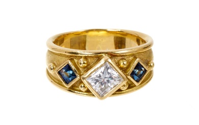 Diamond and sapphire Templar ring