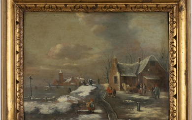 Dutch school, 18th Century, Village in winter