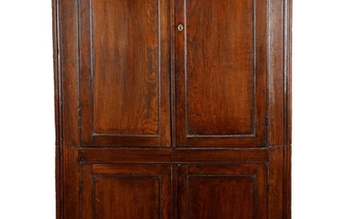 (-), Oak 4-door corner cabinet, 190 cm high...