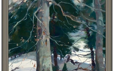 Emile A Gruppe Original Oil Painting On Canvas Winter Landscape Signed Framed