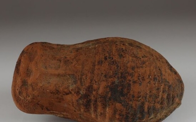 Etruscan Terracotta Votive model of a female vulva; hollowed out. Shows muscular ripples and sectioned cervix (Medical) - (1)