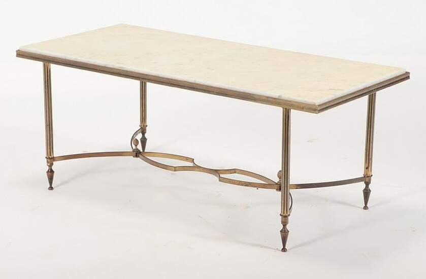 FRENCH REGENCY BRASS AND MARBLE COFFEE TABLE 1950