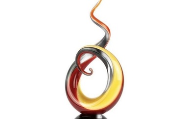 Fiery Handmade Murano Glass Spiral Centerpiece