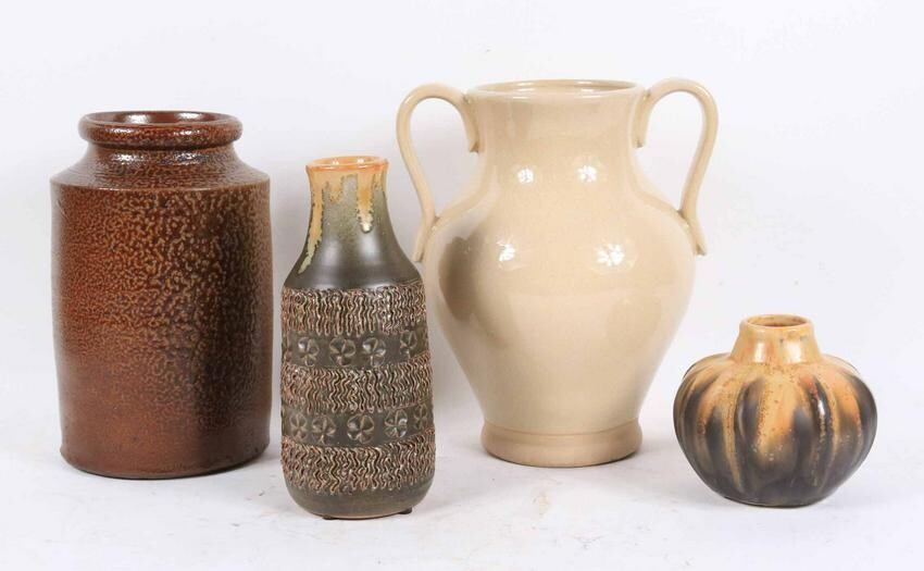 Four Brown-Glazed Ceramic Vases