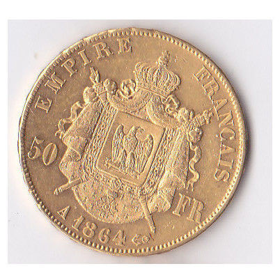 France - 50 Francs 1864-A Napoleon III - Gold