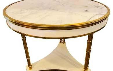 French Jansen Marble Top Center Table, Bouillotte
