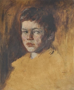 Friedrich Hell (Uderns, Zillertal 1869 – 1957), Ritratto di un ragazzo;Olio...